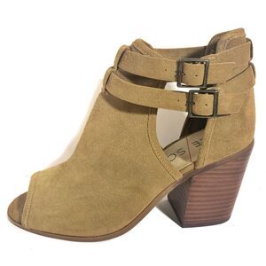 Sole Society Suede Strap Open Toe Stacked Carisse  Heel Boots Size 8.5 Womens